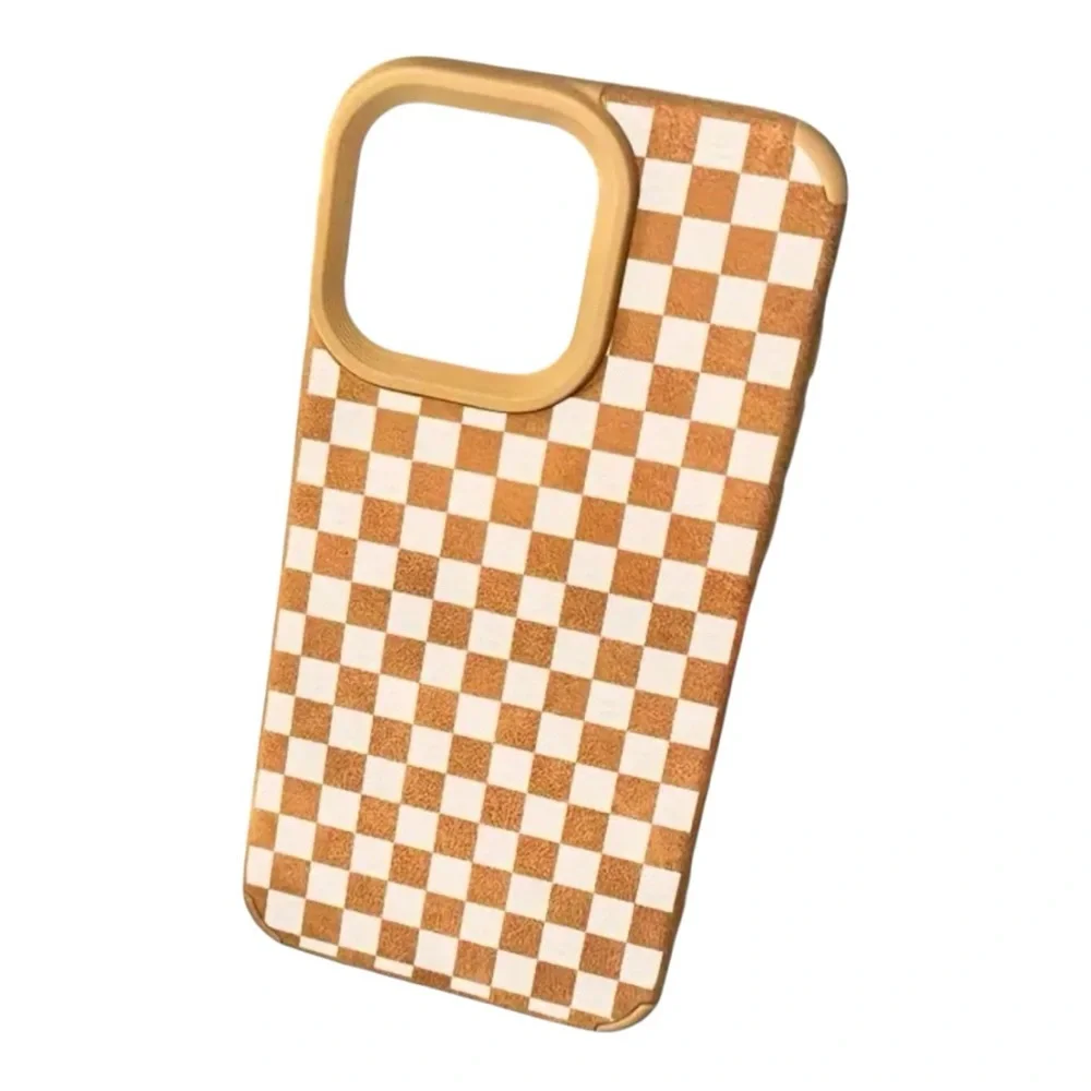 Checkered Brown & White iPhone 12 Pro Max Phone Case NEW Checkerboard Aesthetic